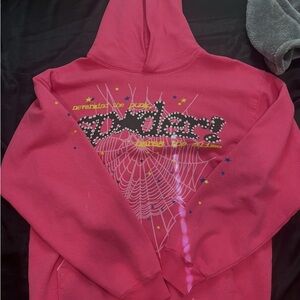 Sp5der pink hoodie UA Large and medium sizes